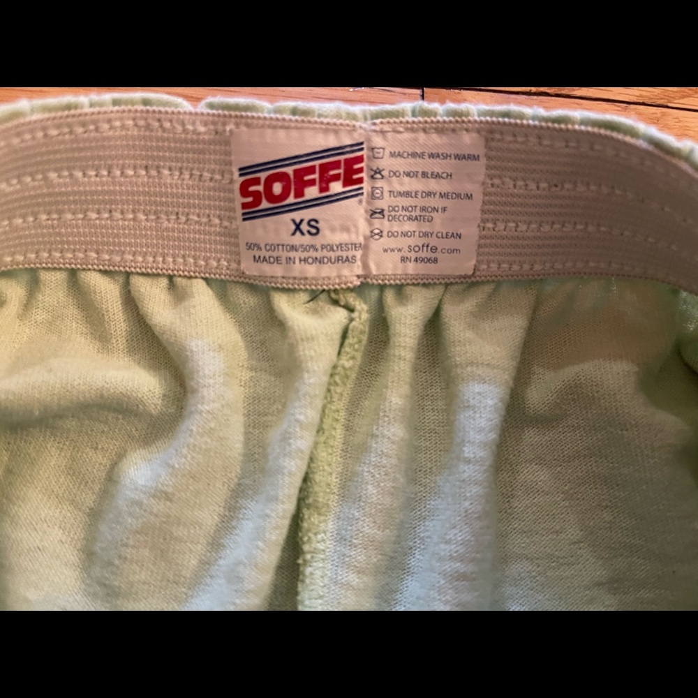 Vintage 90s Soffe Mint Green Blank Cotton Polyester Cheer Gym Shorts XS - Picture 3 of 7
